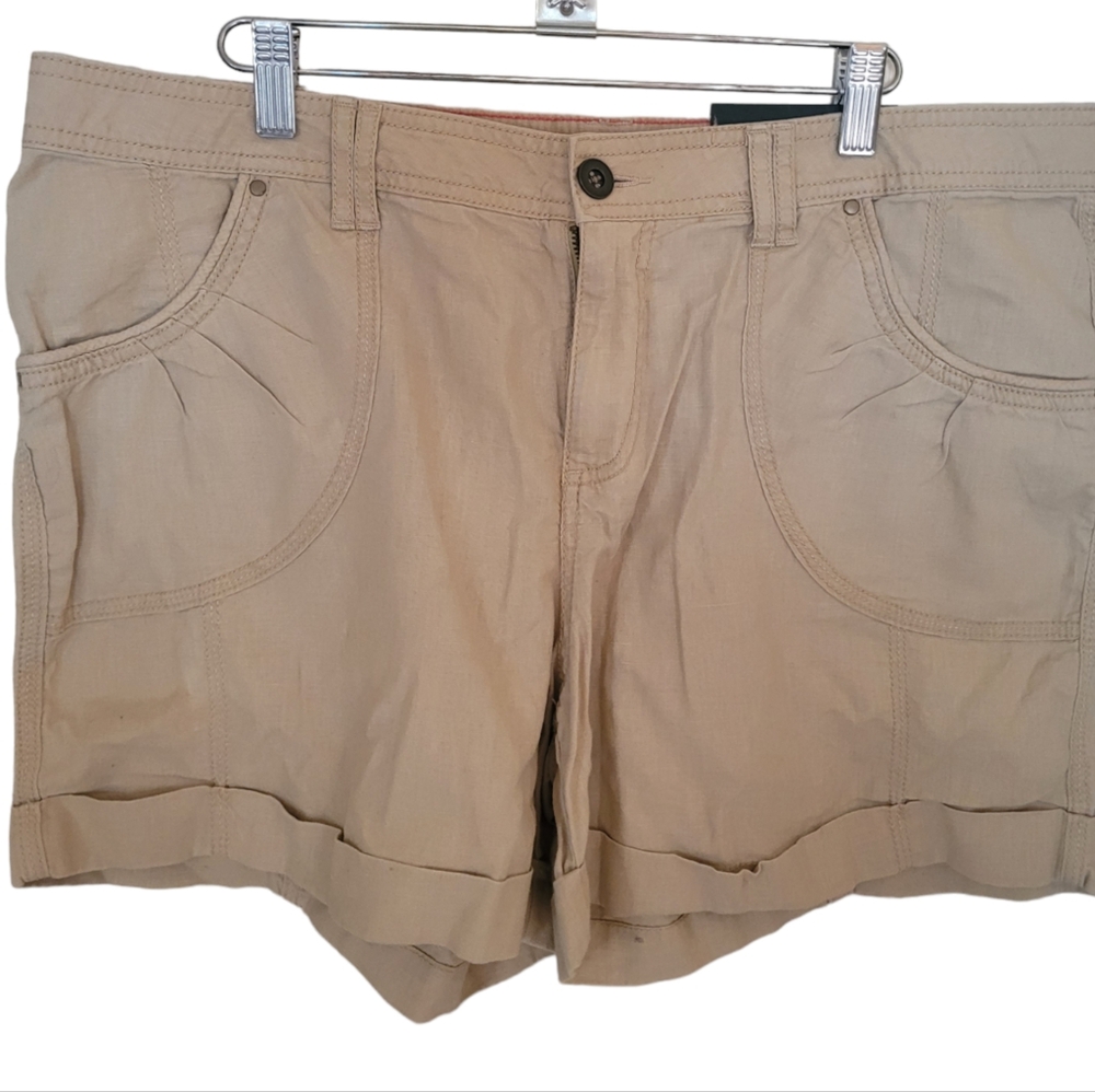 Womens APT 9 Camel Linen Cotton Shorts NWT SZ 16